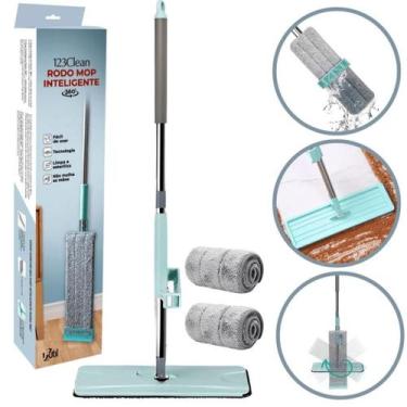 Imagem de Esfregão Rodo Mop Mágico Inteligente Com 2 Refil Flat 360 Flexível Pux
