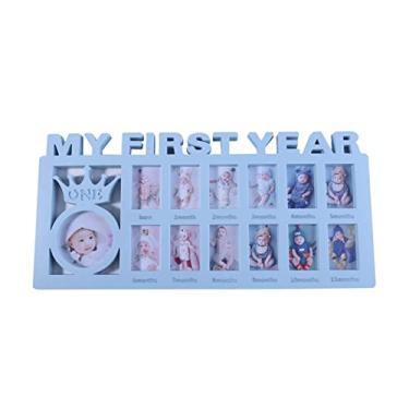 Imagem de Molduras Gro Álbum Foto Moldura Tempo Escolar Infantil Gro Registro Certificado Foto de Um Ano Comemorativo Bebê Gro Álbum Moldura para Mesa (Cor: Dourada) (Caneca Azul)