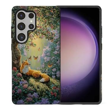 Imagem de WANKBLC Capa ultra brilhante compatível com Samsung Galaxy S25 para meninas e meninos, design de corpo inteiro, silicone macio, proteção contra arranhões, padrão maluco, raposa preguiçosa, flor