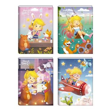 Imagem de Caderno Costurado Jandaia Universitário Capa Dura Turma Da Bela - 80 Folhas - Embalagem com 5 Unidades