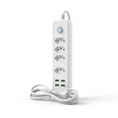 Imagem de Filtro de Linha Premium 4 Tomadas e 4 Portas USB - Régua de Energia com Proteção Contra Surtos (DPS), Bivolt, Antichamas - Ideal para PC Gamer, Home Office e Escritório.