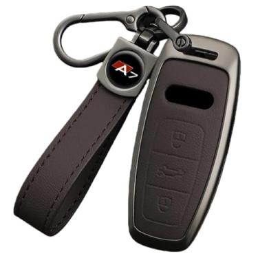Imagem de Capa de chaveiro compatível com Audi A7 S7 RS7 Sportback 2018 2019 2023 Sline Capa de couro de liga de zinco para chave de carro Protetor de controle remoto Acessórios automotivos(D-brown keyring)