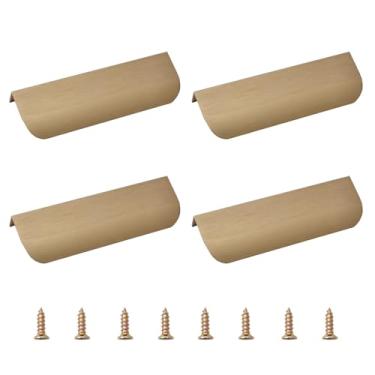 Imagem de MOROBOR Puxador de borda de dedo, 4 peças de alças ocultas de gaveta de borda arredondada, puxador invisível de liga de alumínio para gaveta de ferragens de armário, 120 mm/bronze