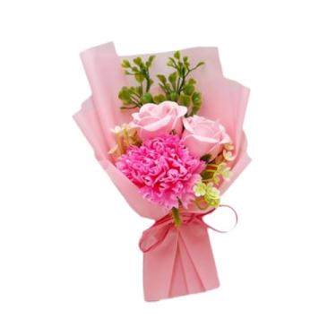 Imagem de Baoblaze Flores artificiais em sabonete, decoração floral para festas, buquês decorativos de flores de sabonete para o Dia de ação de Graças, Dia dos, Luz Rosa