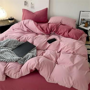 Imagem de Conjunto de cama bicolor para todas as estações, capa de edredom confortável em algodão macio e agradável à pele, 18 x 1,8 m, conjunto de 4 peças