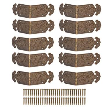 Imagem de Protetores de canto de caixa Protetores de canto de móveis de cobre antigos 10 conjuntos de protetores de borda decorativos de 5 cm para caixas de madeira, mesas, armários, (Bronze Antigo)