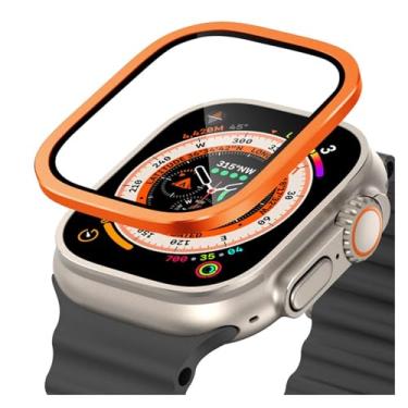 Imagem de XMKT Moldura de metal de titânio para Apple Watch Ultra 2 49 mm Acessórios Vidro Temperado Película Anti-riscos para Série Ultra Screen Case, 49mm, Ágata