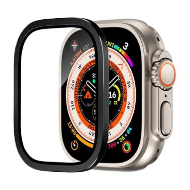 Imagem de SAAWEE Película protetora de tela de vidro temperado para Apple Watch Ultra 2 49 mm antirriscos HD Full Film Metal Bumper iWatch Ultra 49 mm acessório (preto)