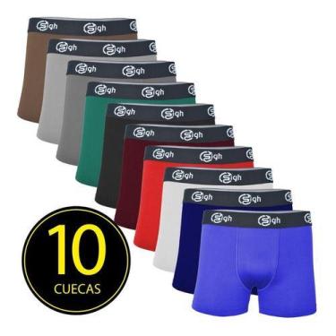 Imagem de Kit 10 Cuecas Boxer Microfibra Romantic Masculina Lisa, Sortidas, M