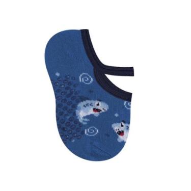 Imagem de Meia Sapatilha Infantil Bebe Antiderrapante Selene, Azul, 17 a 20