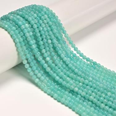 Imagem de JM Design Contas redondas lisas de amazonita verde natural de 3 mm para artesanato faça você mesmo (pulseira, colar, brinco), ideal para entusiastas de artesanato, perfeito para presentes de