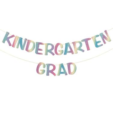 Imagem de Faixa de graduação do jardim de infância para meninos e meninas - Formatura pré-escolar - Material de festa educado AF - Decorações de festa de formatura infantil - Cor arco-íris com glitter