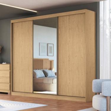 Imagem de Guarda Roupa Casal Flex com Espelho 3 Portas de Correr em MDF Imperial