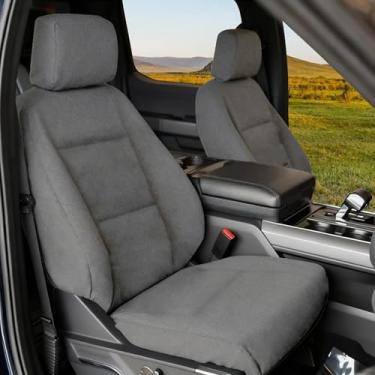 Imagem de Jokuye Capas de assento de malha composta para Ford F-150, Lightning, F-250 e F-350 Crew Cab (2015-2025), conjunto completo com capas de encosto de cabeça, tecido durável para assentos concha e banco