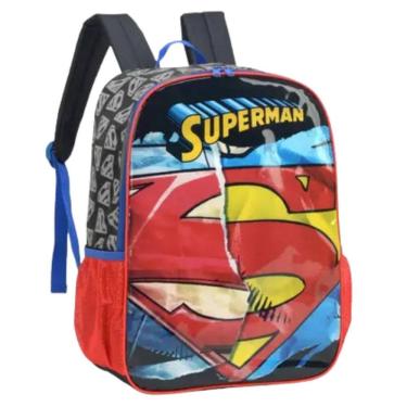 Imagem de Mochila de Costas Escolar Super Homem para Meninos Reforçada Bolsos para Garrafinha - Super Homem - Luxcel