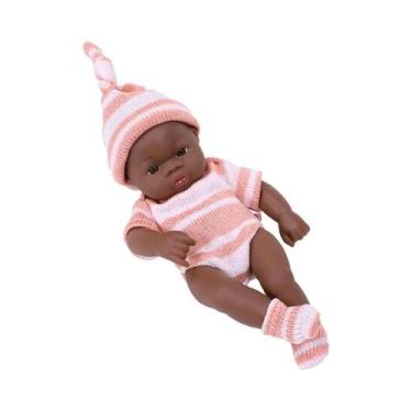 Imagem de Boneca Bebê Reborn De Vinil Macio Preta De 20cm, Brinquedo Fofo Para M