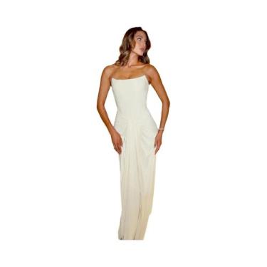 Imagem de Vestido Longo Feminino Justo Com Costas Descobertas E Detalhes Franzid