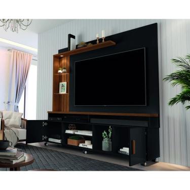 Imagem de Estante Home Ocean c Led p/ TV 65" 3 Prateleiras c/ Rodízios