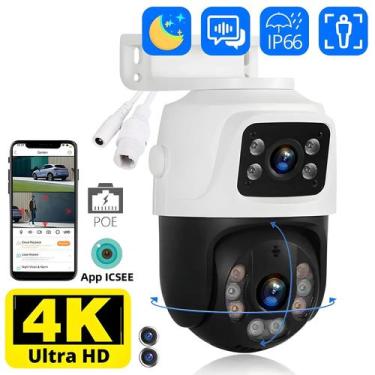 Imagem de Câmera IP POE 4K Com Lente Dupla 8MP PTZ 360 graus Câmera De Vigilânci