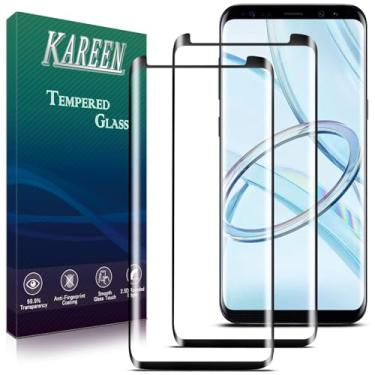 Imagem de KAREEN Pacote com 2 protetores de tela para Samsung Galaxy S8 Plus película de vidro temperado, cobertura total 3D, dureza 9H, antiarranhões, compatível com capas