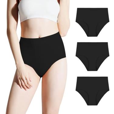 Imagem de BATTEWA Roupa íntima para incontinência feminina, lavável, à prova de vazamento, calcinha sem costura, roupa íntima protetora com vazamento na bexiga, alta absorção de 50 ml, preta, grande (pacote com