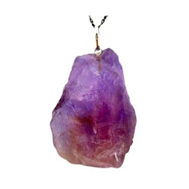 Imagem de Colar Chapa Ametista Bruto Natural Pino e Presilha Prata 950 - Cristai