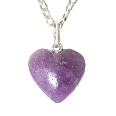 Imagem de Colar Mini Coração Lepidolita 15mm Natural Pino Prata 950 - Cristaisde