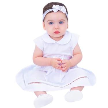 Imagem de Vestido de Bebê Roupa Menina Infantil Com Tiara 100% Algodão - Mundo N