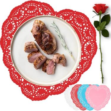 Imagem de 100 peças de guardanapos de coração de papel, 25 cm recortes em forma de coração de renda para artesanato, dia dos namorados, dia das mães, enfeites de decoração de casamento, decorações de festa, 25