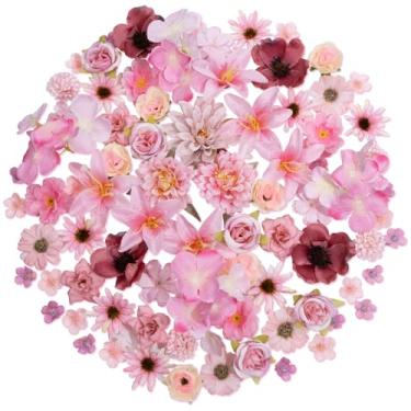 Imagem de Combinação de flores artificiais, flores rosa misturadas de flores de seda, dália, rosas, peônia com hastes para buquês de noiva de casamento, chá de bebê, arranjo floral, centro de mesa, guirlanda de