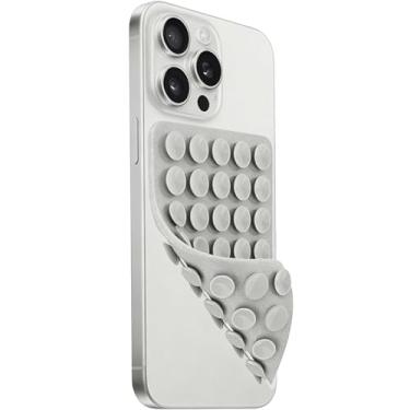 Imagem de Suporte de telefone de sucção dupla face de silicone, aderência adesiva removível, acessório de vídeo selfie mãos livres, suporte de sucção de telefone TikTok tendência para iPhone e Android (10 x 6,5