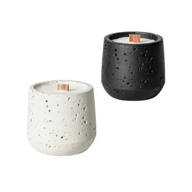 Imagem de HFWDGTAO Suporte de fósforo de concreto, caixa de fósforos decorativa para lareira, velas, salão, pote fofo para presente de decoração de casa, com 2 fricções correspondentes e 10 papéis de fósforo