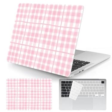 Imagem de Seorsok Compatível com a nova capa MacBook Air de 13,5 polegadas M4 M3 M2 2025 2024-2022 versão A3240 A2681 A3113 Touch ID, linda capa rígida de plástico listrado com capa de teclado, listras xadrez