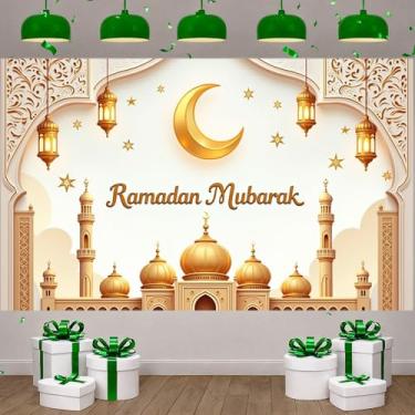 Imagem de Ramadan Eid Mubarak Festival Islâmico Celebração Muçulmana Banner Religioso Ramadã Lanterna Design Mubarak Display para Eid Al-fitr Decoração de Festas