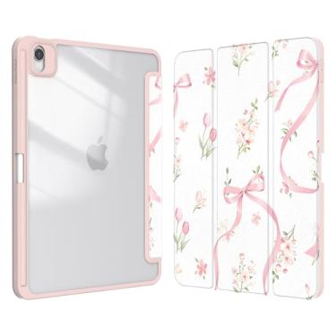 Imagem de Xkladz Capa para iPad Air 11 polegadas M3 (2025)/M2 (2024), iPad Air 5ª/4ª geração (2022/2020) 10,9 polegadas, capa com porta-lápis, capa traseira transparente design fofo para mulheres e meninas