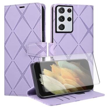 Imagem de Asuwish Capa de telefone para Samsung Galaxy S22 Ultra 5G Capa carteira com protetor de tela de vidro temperado PU couro sintético flip porta-cartão de crédito celular S22ultra 22S S 22 S22ultra5g 6,8