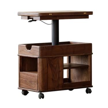 Imagem de KEG801302 Mesa lateral de sofá móvel simples de madeira dobrável e dobrável carrinho de canto quadrado móveis para casa