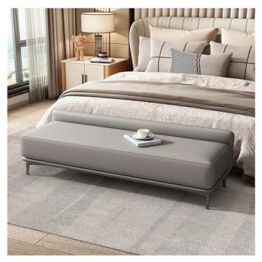 Imagem de Banco de armazenamento moderno banco de entrada moderno banco de extremidade da cama banco de couro estofado otomano bancos de quarto para pé da cama banco tufado banco de apoio para os pés com pernas
