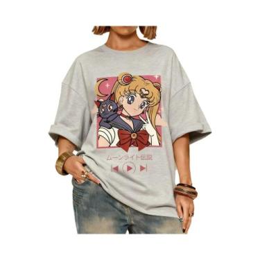 Imagem de Camiseta Unissex Oversized Com Estampa De Sailor Moon, Manga Curta, Ca