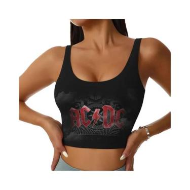 Imagem de Top De Fitness Retro Rock AC/DC Para Mulheres, Regata Sexy De Música H
