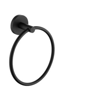 Imagem de Toalheiro de aço inoxidável preto, toalheiro, suporte de papel, suporte de escova de vaso sanitário, saboneteira, acessórios de banheiro, anel de toalha