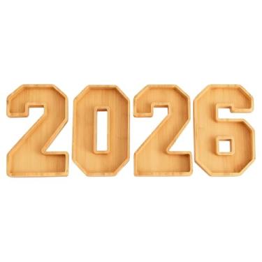 Imagem de Tabuleiro de Servir | Prato em com Números para Ano Novo 2026 - Tábua de Queijos e Enchidos para Festa de Finalistas | para Snacks Vegetais, Doces, Queijos, Bolos, Pães e