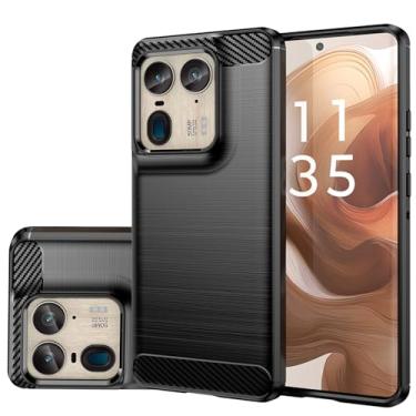 Imagem de Gufuwo Capa para Motorola Edge 50 Ultra/Moto X50 Ultra 5G XT2401-2, capa de telefone fina de fibra de carbono TPU capa protetora antiarranhões à prova de choque para Motorola Edge 50Ultra 5G preta