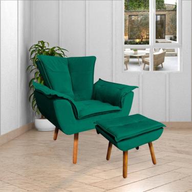 Imagem de Kit 2 Puff's Decorativos Pés Palito Charger Veludo Rosê - Gran Belo