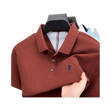 Imagem de Camisa Polo Masculina De Verão 100% Algodão Manga Curta Marca De Alto 