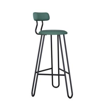 Imagem de Conjunto 4 Banquetas Alta Ginger Com Encosto Courino Urano Verde Sálvia