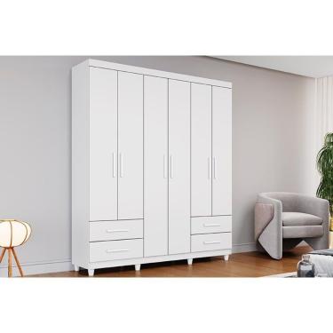 Imagem de Guarda Roupa Solteiro 6 Portas E 4 Gavetas C- Pés Canadá Plus Branco Conquista