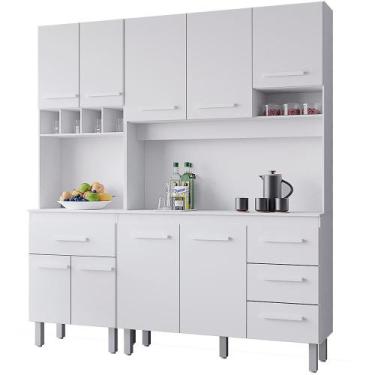 Imagem de Kit Cozinha 9P 4G 180 cm Vitoria Mobbs - Moblis Móveis, Branco