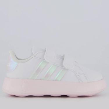 Imagem de Tênis Adidas Grand Court 2.0 Infantil Branco e Rosa, 25