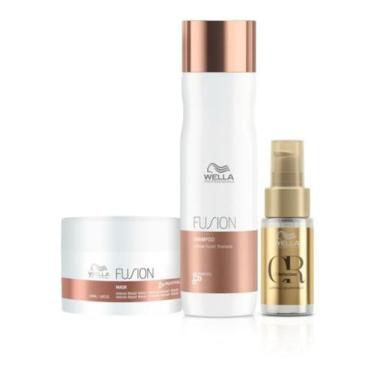 Imagem de Kit Wella Fusion Shampoo 250ml,Máscara 150ml + Óleo Oil Reflections 30